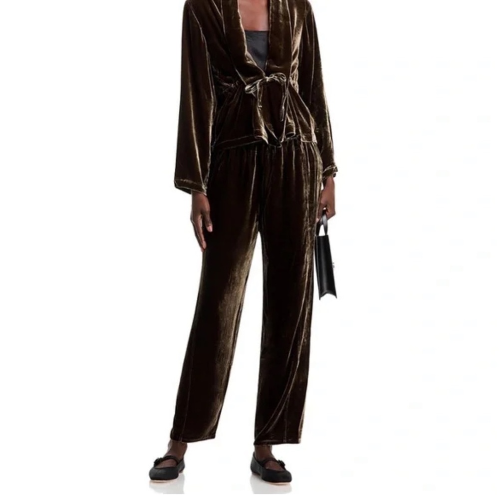 Eileen Fisher Velvet Lantern Ankle Pants NEW Wren/Brown